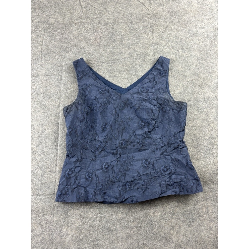 Ann‎ Taylor Women's 2P Blue Floral Tailored Bodice Tank Victorian Classy VTG SEE
